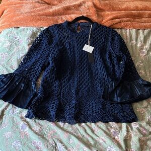 Navy Lace Women's Top Dolce Cabo XL